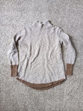 L.L. Bean Signature Brown Oatmeal Marled Mock Neck Linen Blend Sweater Large